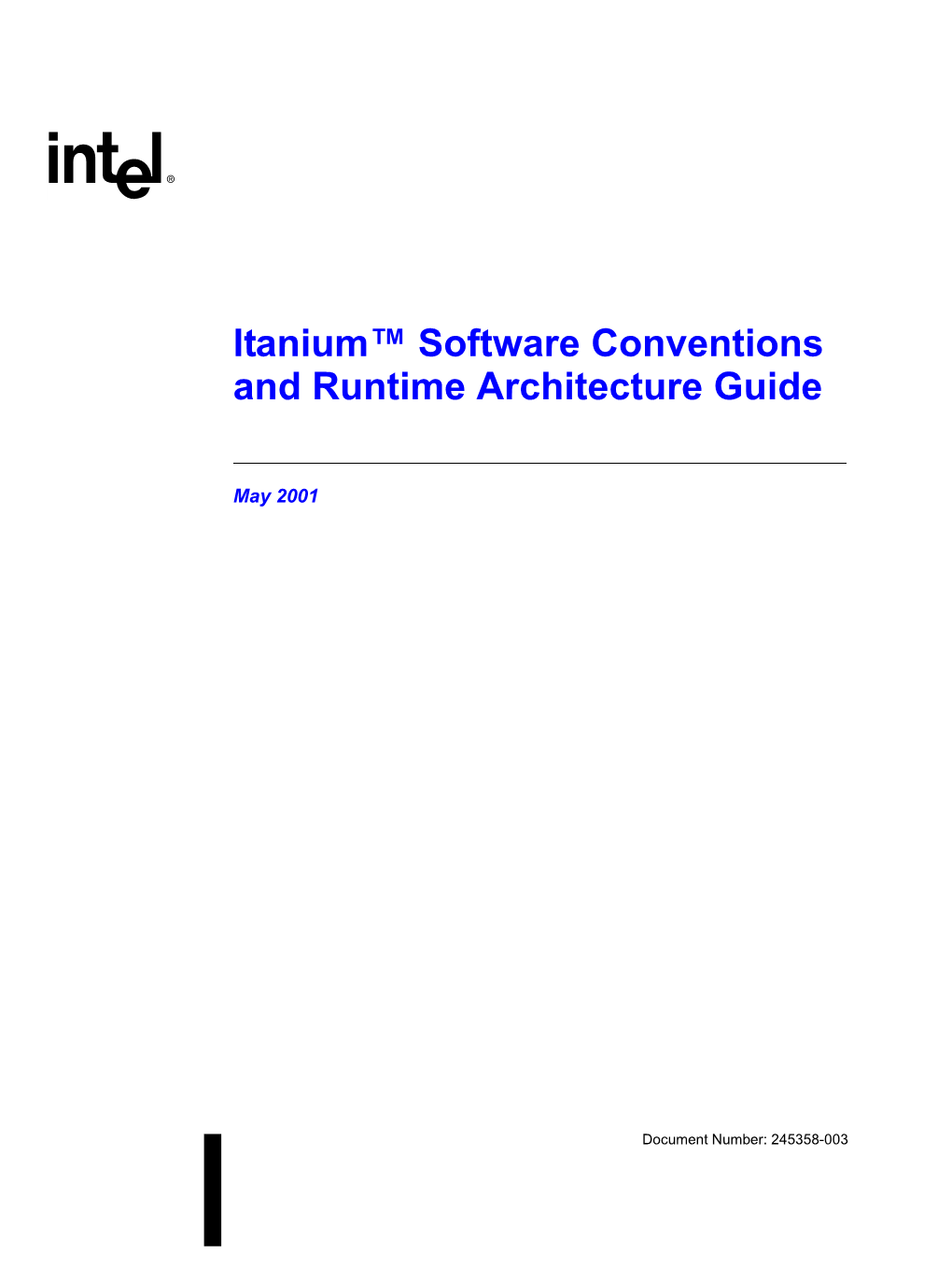 Itanium™ Software Conventions and Runtime Architecture Guide