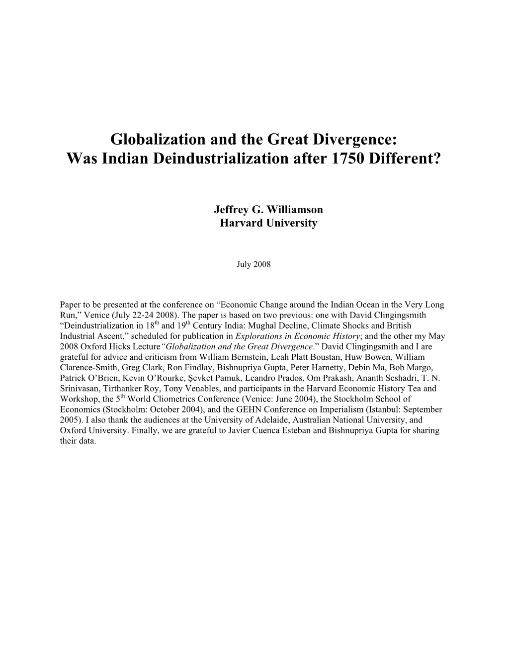 Deindustrialization in 18Th and 19Th Century India