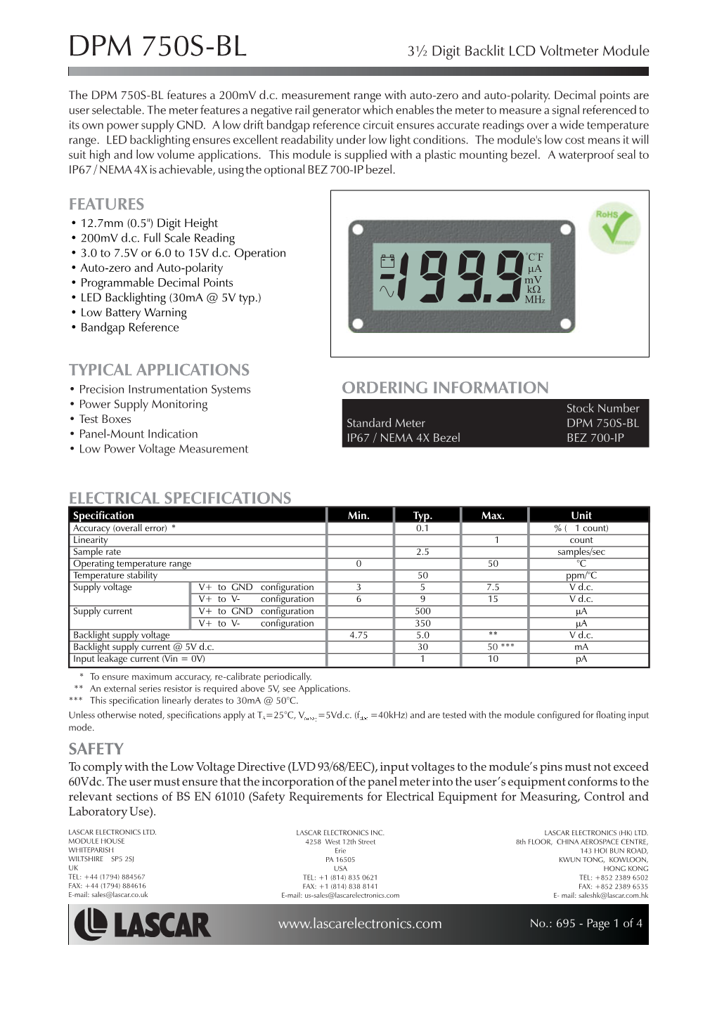 DPM 750S-BL Datasheet