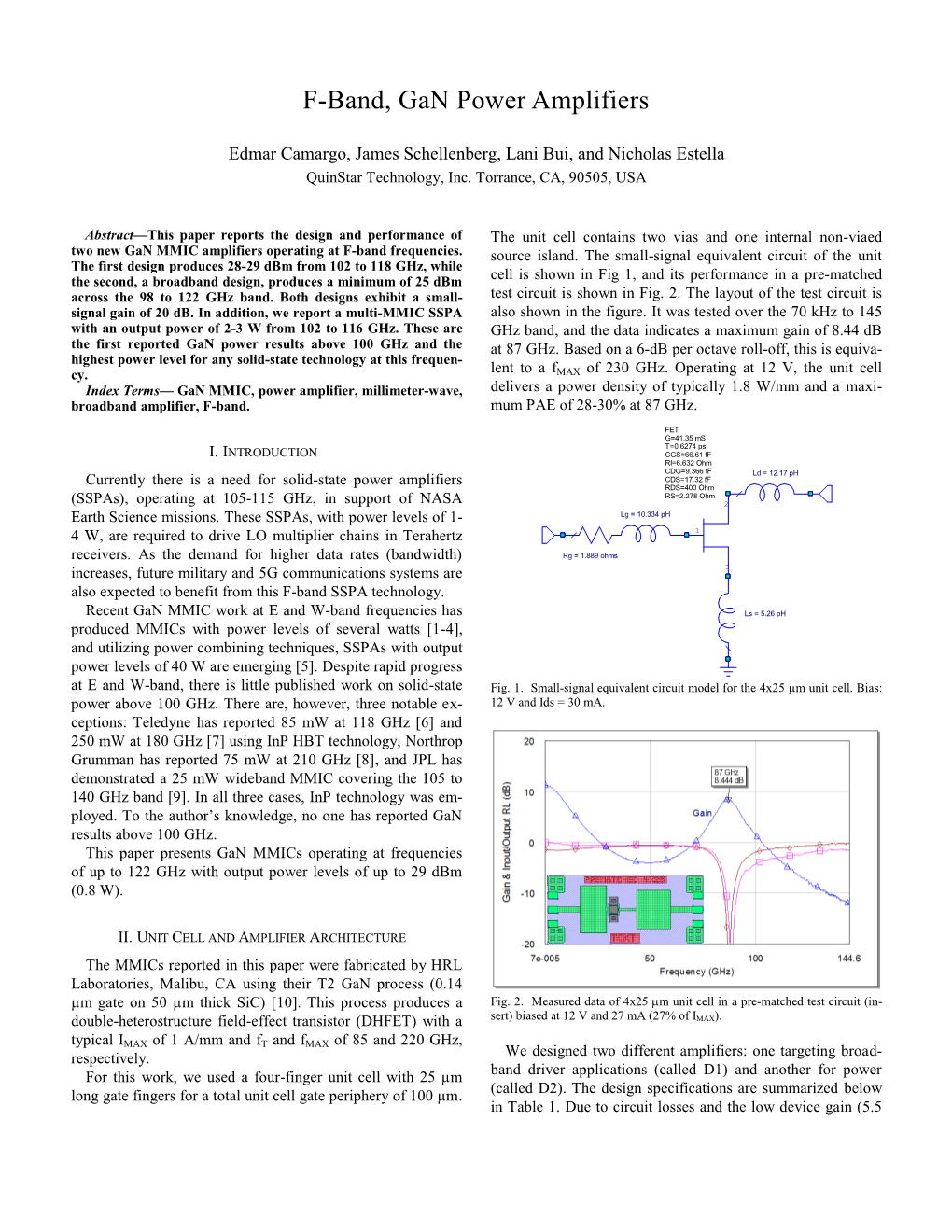 F-Band, Gan Power Amplifiers