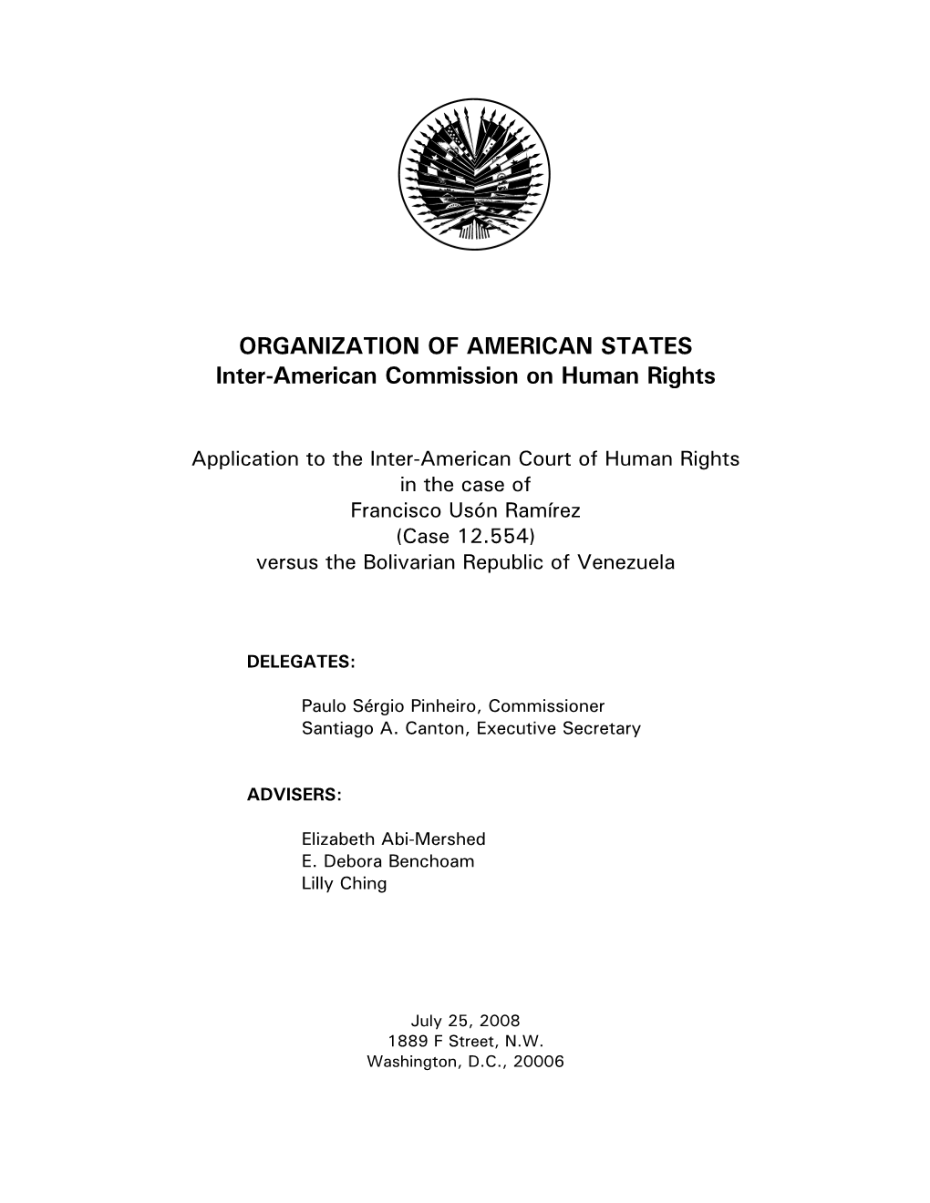 ORGANIZATION of AMERICAN STATES Inter-American Commission on Human Rights