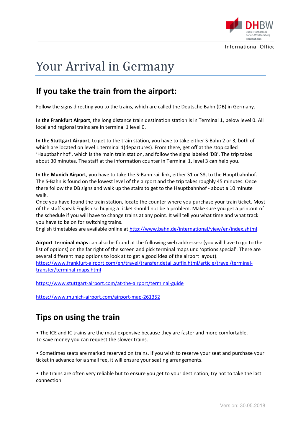 Your Arrival in Germany