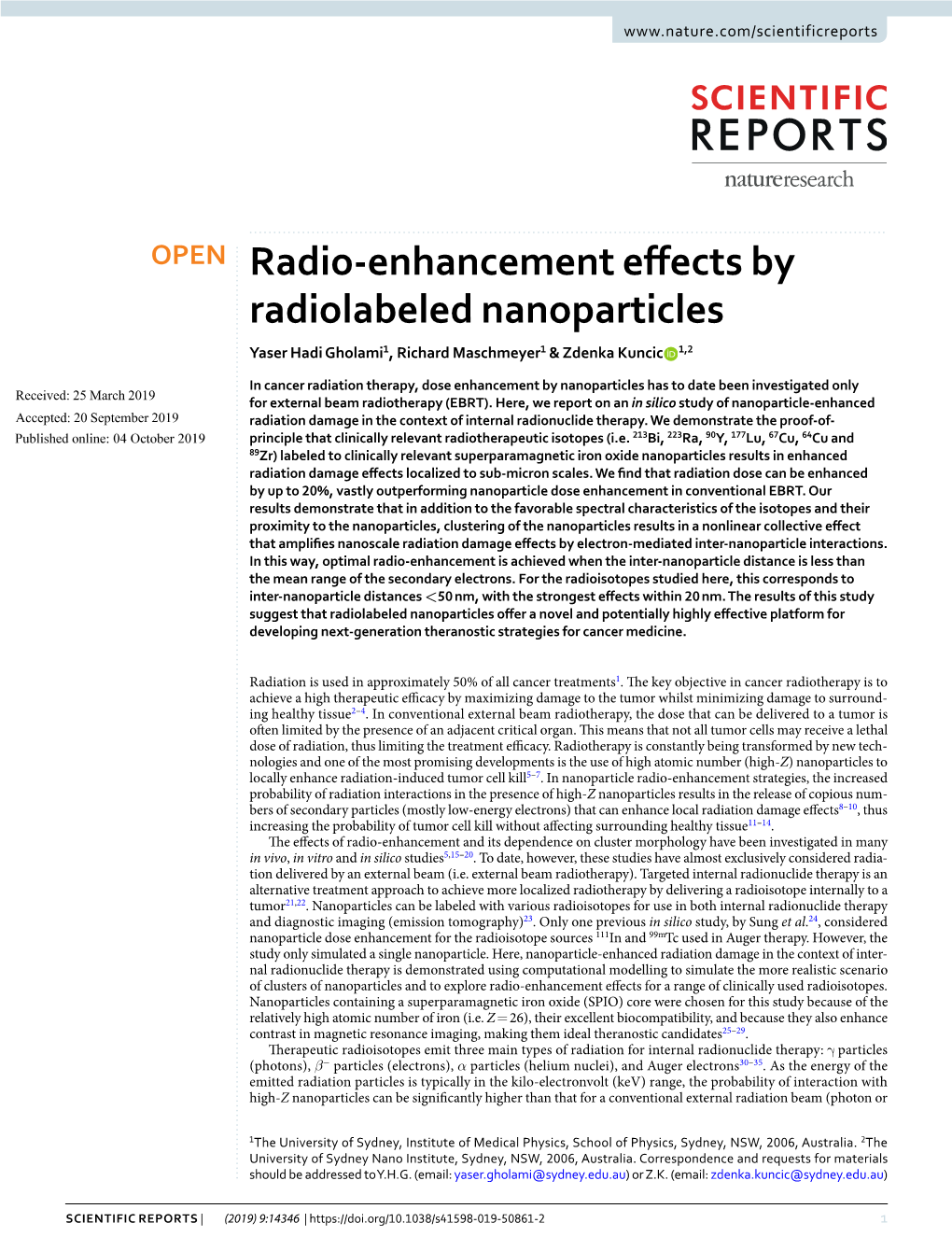 Radio-Enhancement Effects by Radiolabeled Nanoparticles