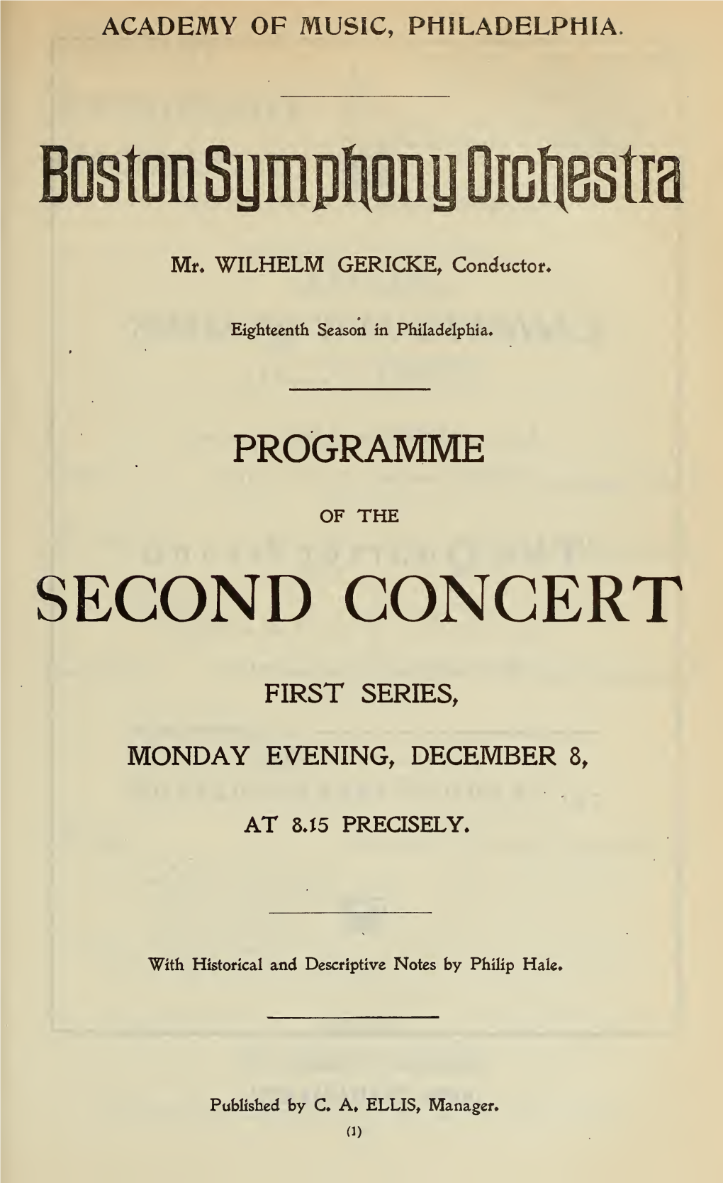 Boston Symphony Orchestra Concert Programs, Season 22,1902-1903, Trip