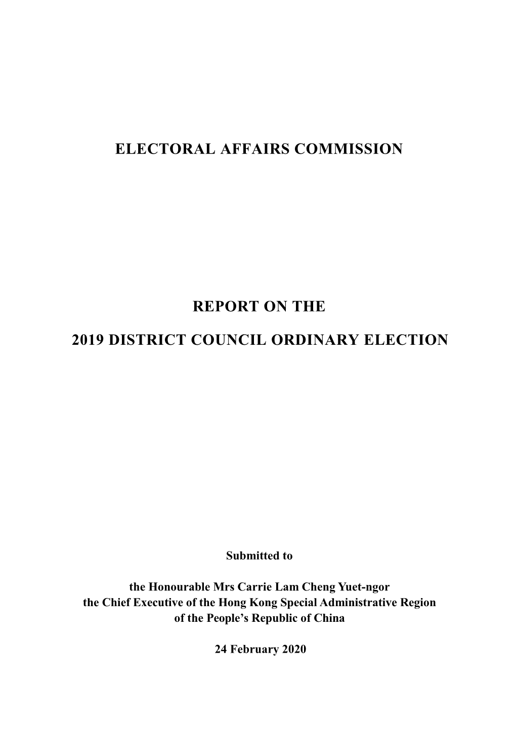 Electoral Affairs Commission Report on the 2019 District Council