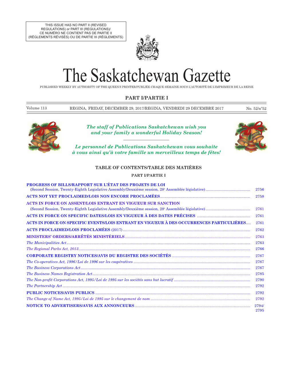 Gazette Part I, December 29, 2017