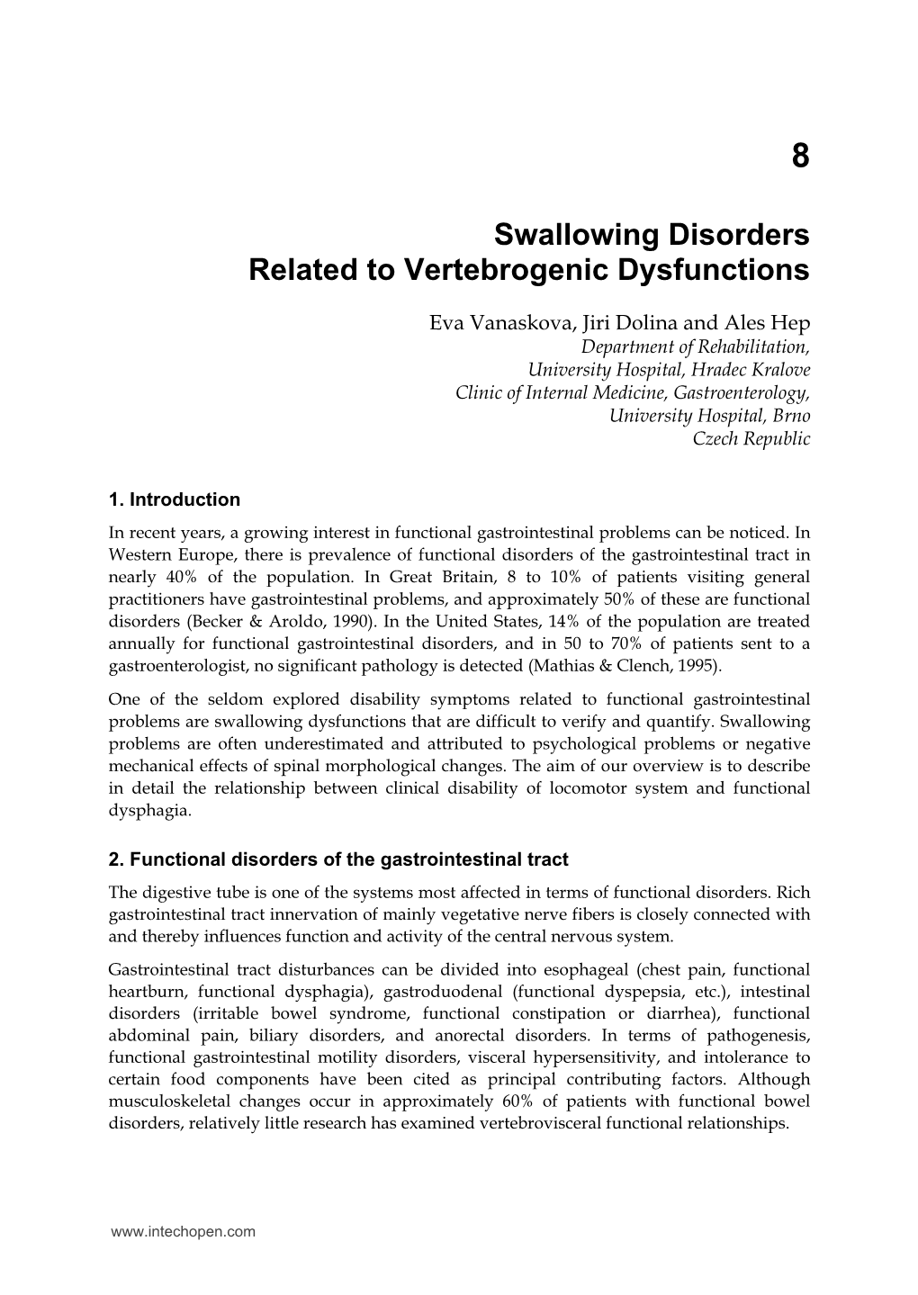 Swallowing Disorders Related to Vertebrogenic Dysfunctions