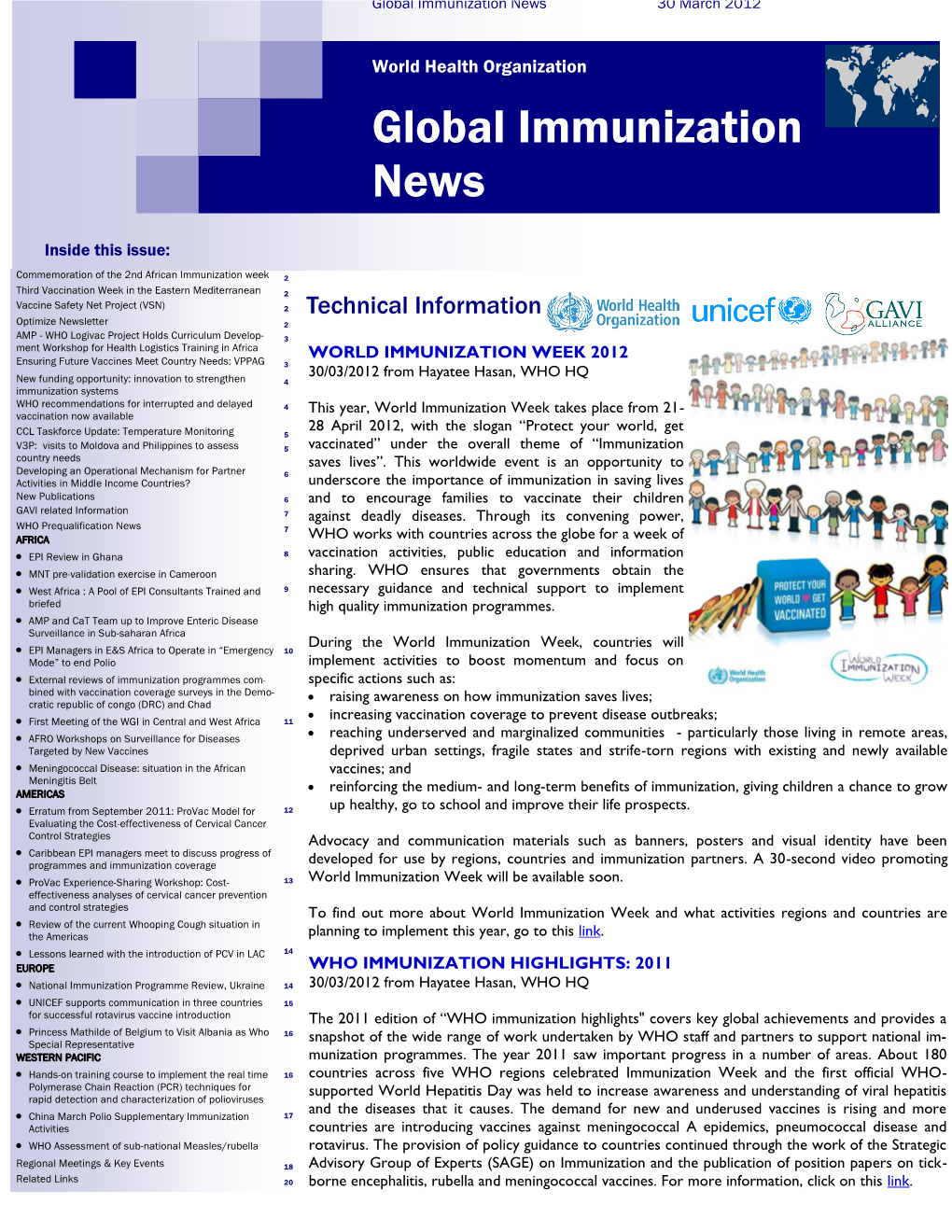 Global Immunization News 30 March 2012