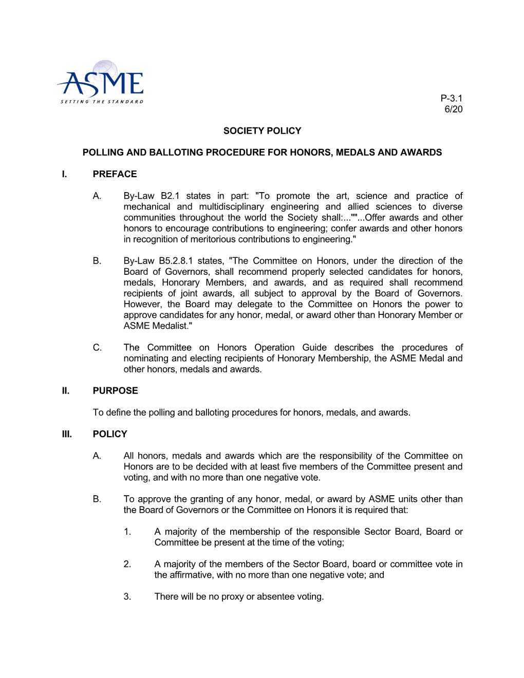 P-3.1 6/20 Society Policy Polling and Balloting