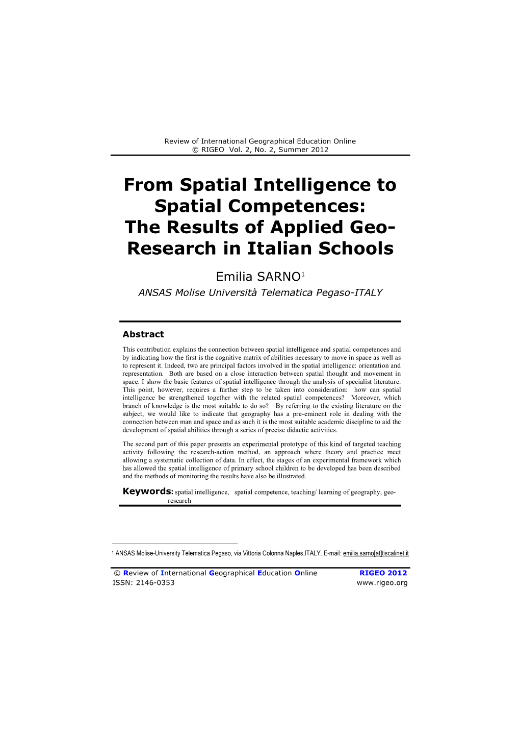 From Spatial Intelligence to Spatial Competences: the Results Of…