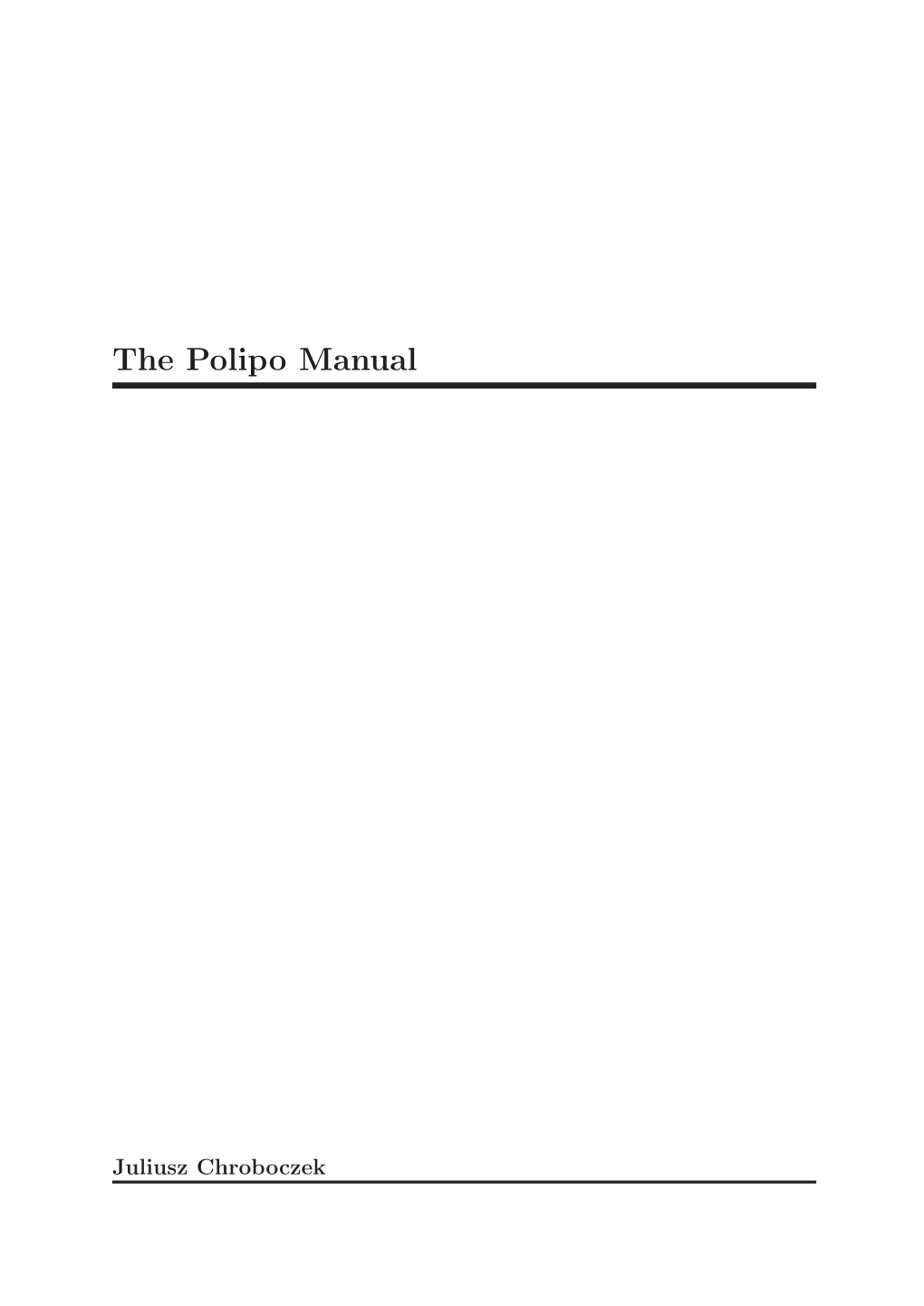 The Polipo Manual