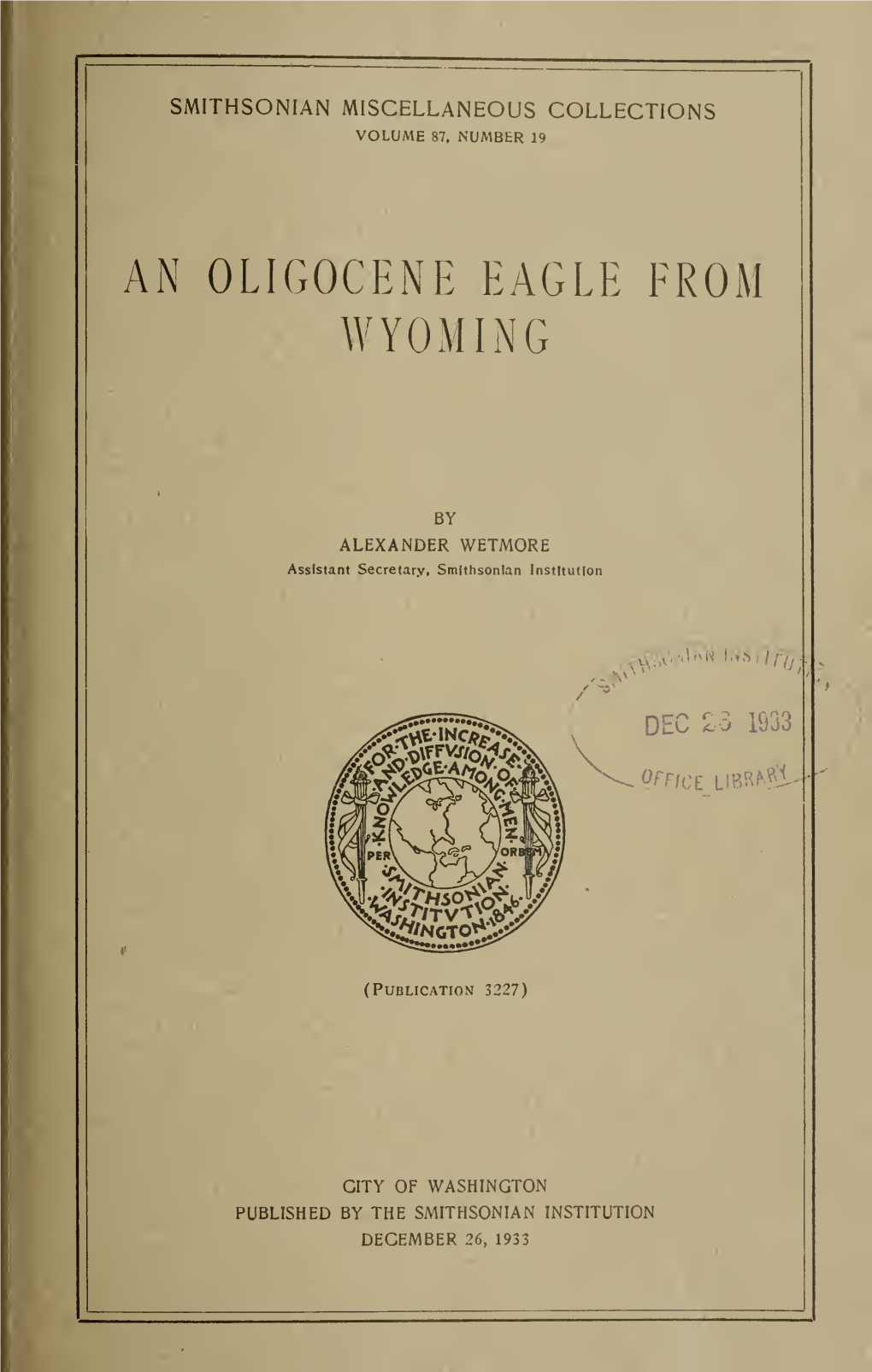 An Oligocene Eagle from Wyoming