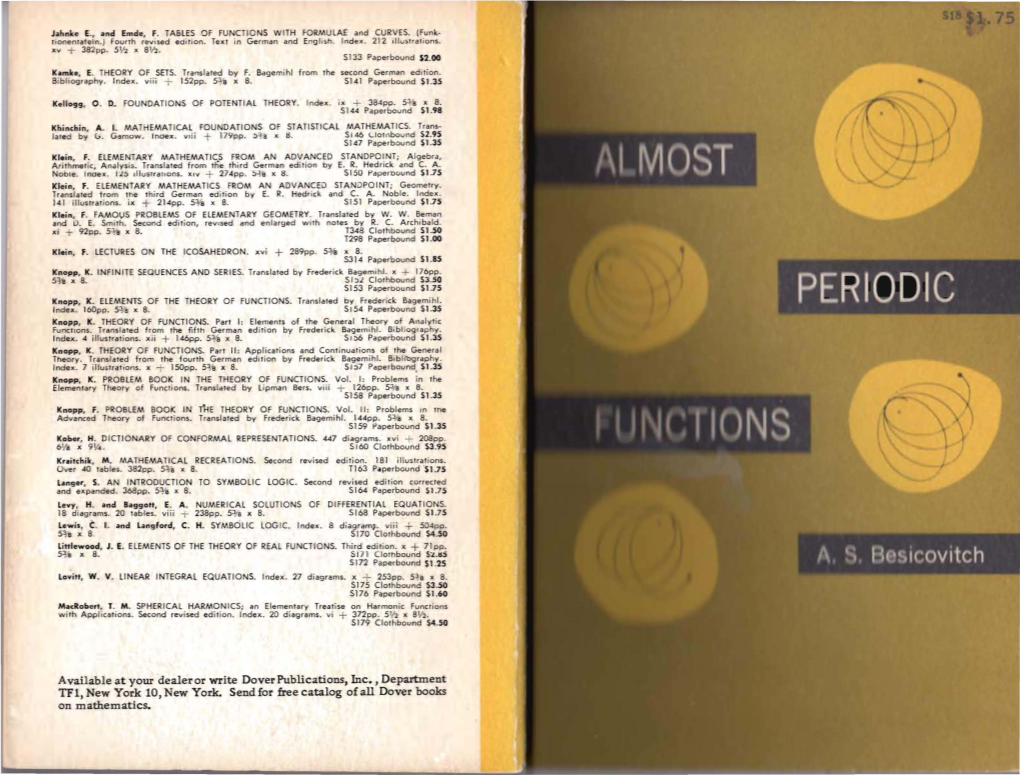 ALMOST PERIODIC FUNCTIONS by A