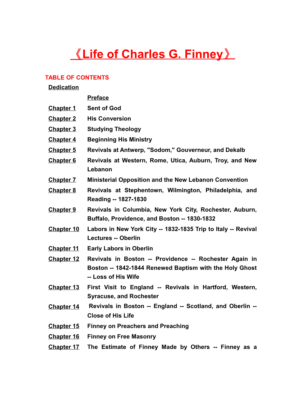 Life of Charles G. Finney
