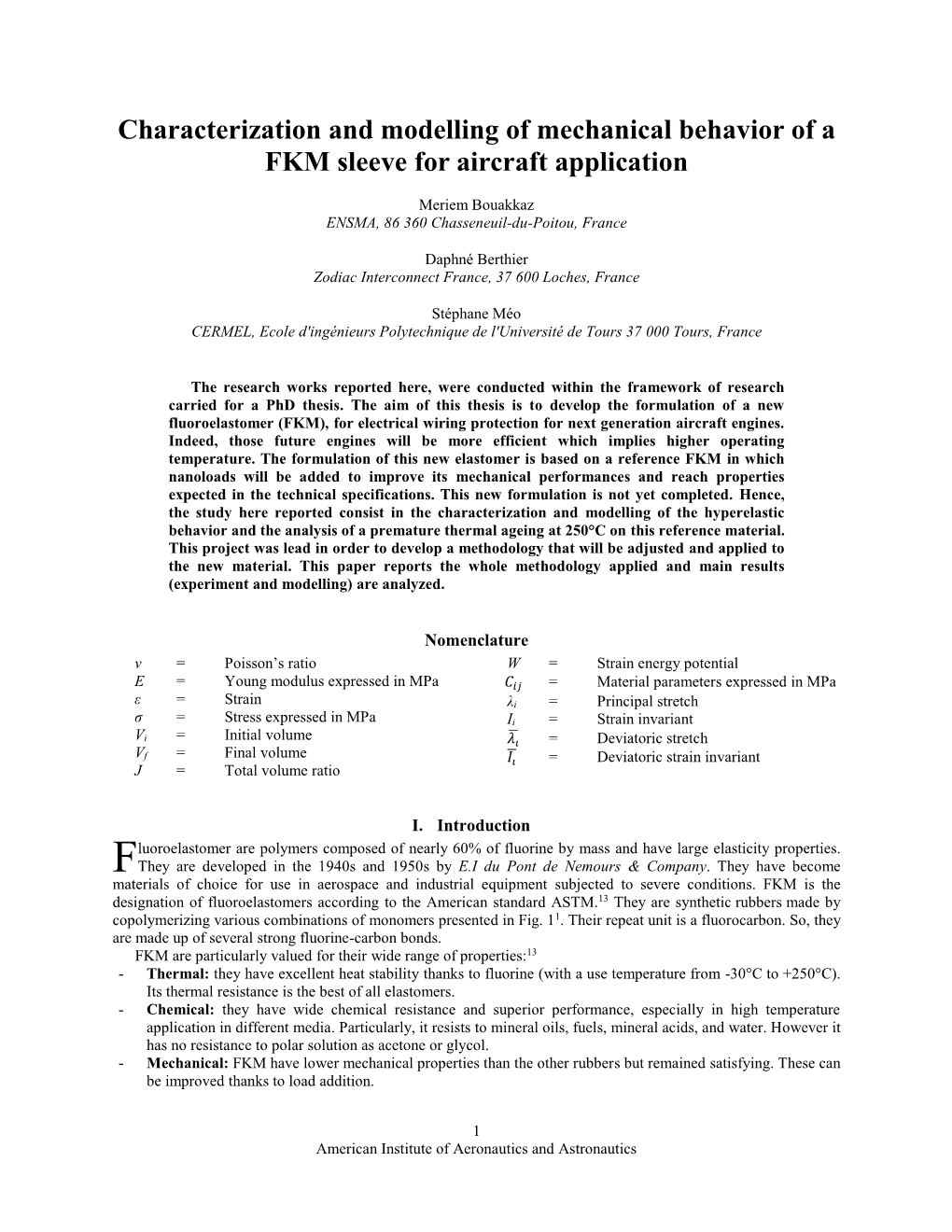 Characterization and Modelling of Mechanical Behavior of a FKM Sleeve for Aircraft Application
