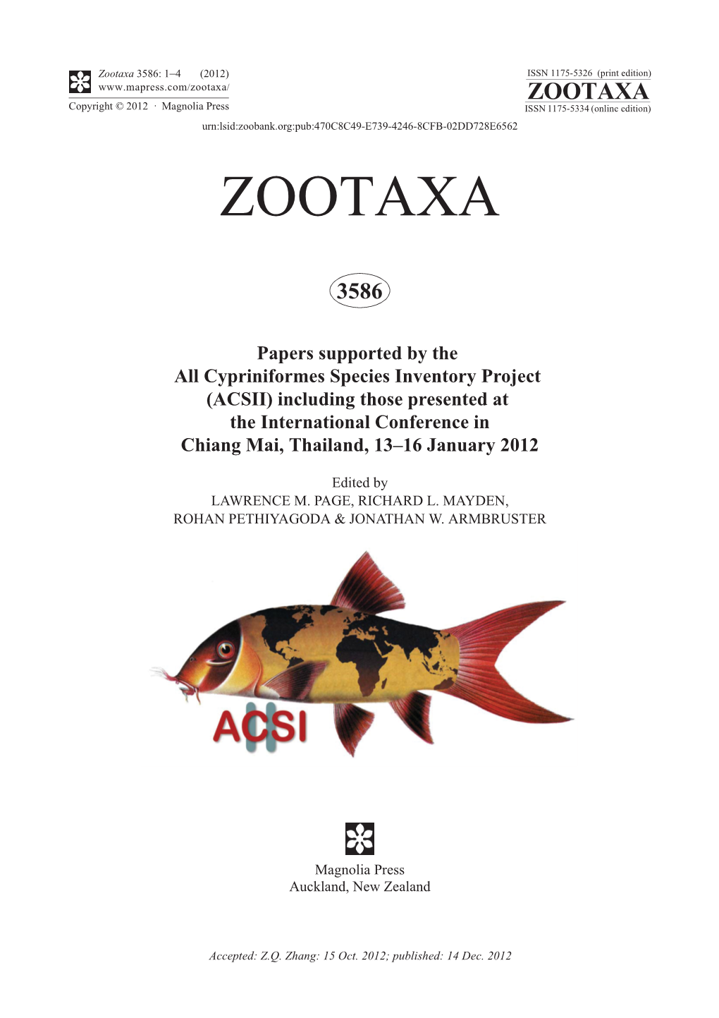 Papers Supported by the All Cypriniformes Species
