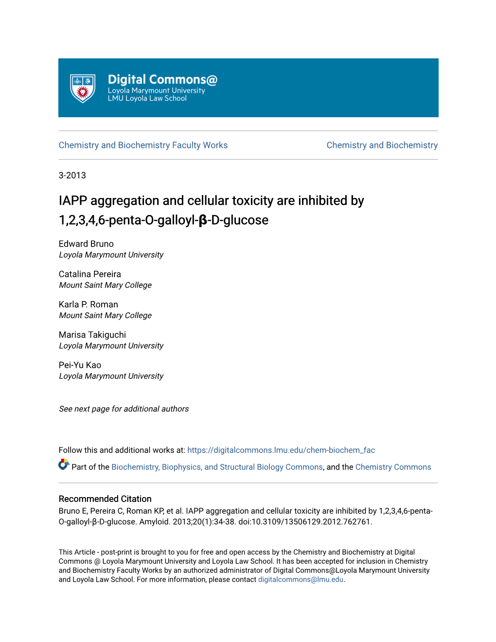 IAPP Aggregation and Cellular Toxicity Are Inhibited by 1,2,3,4,6-Penta-O-Galloyl-Β-D-Glucose