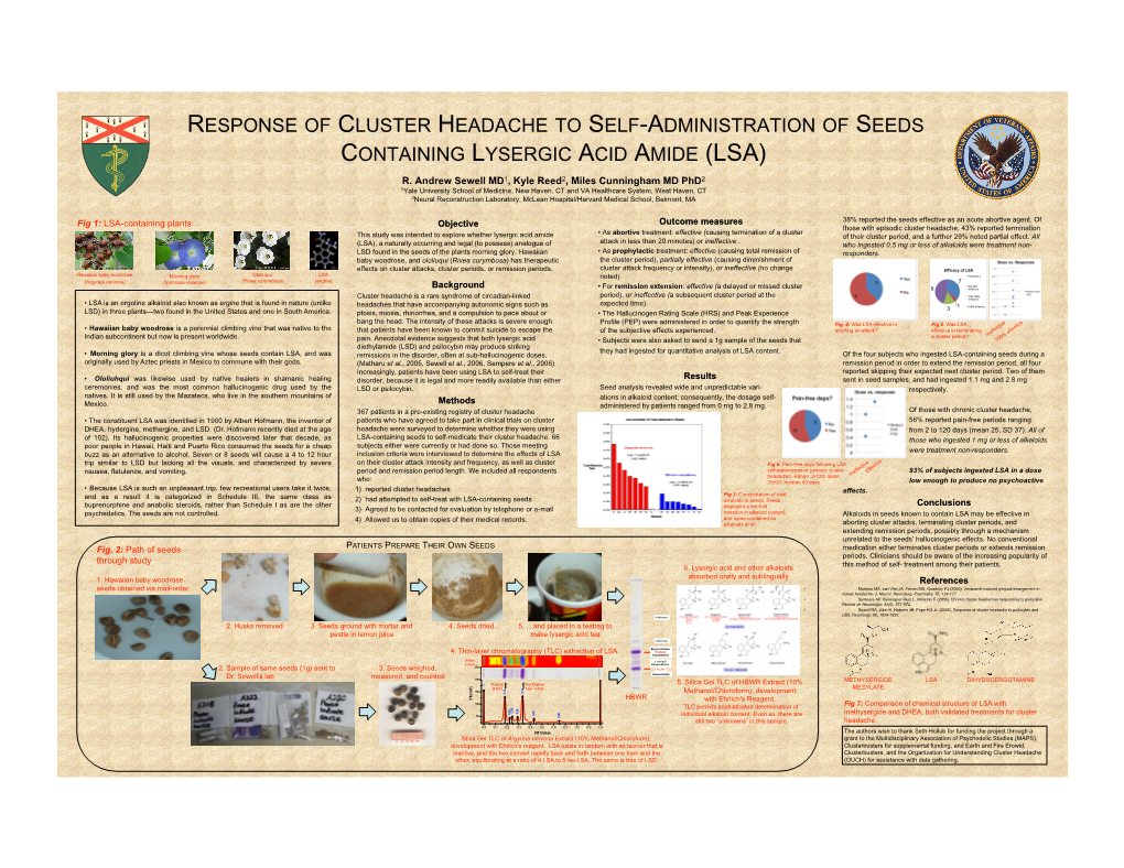 Response of Cluster Headache to Self-Administration of Seeds Containing Lysergic Acid Amide (Lsa) R