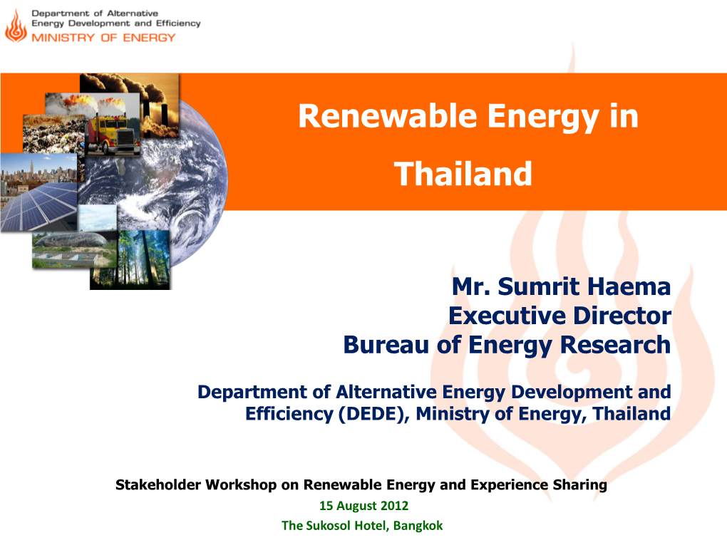 The Alternative Development of Energy in Thailand