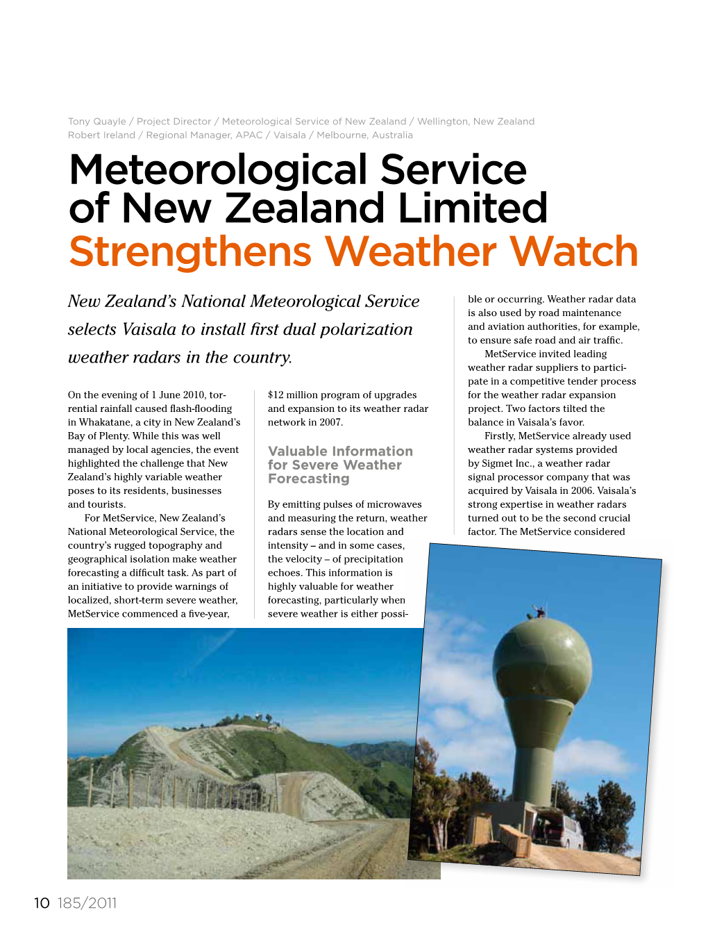 Meteorological Service of New Zealand Limited Strengthens Weather Watch