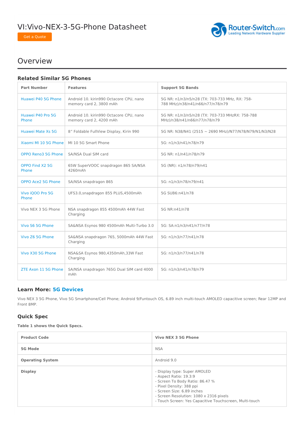 VI:Vivo-NEX-3-5G-Phone Datasheet Overview