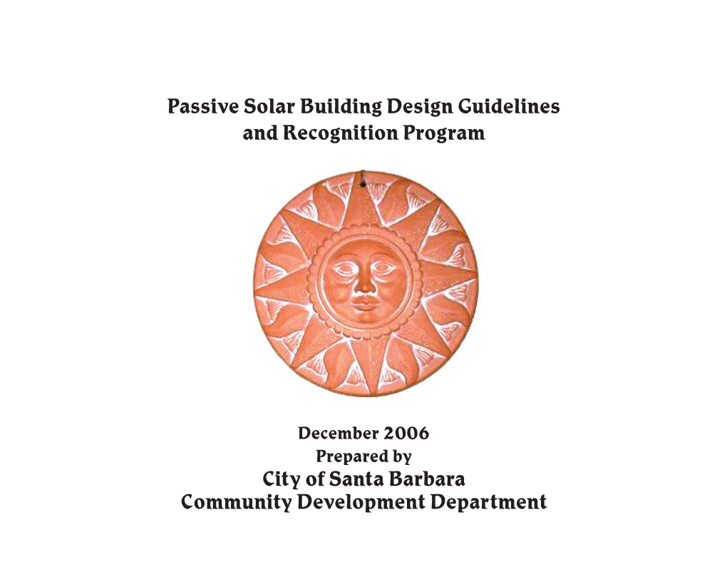 Passive Solar Design Guidelines and Recognition Program