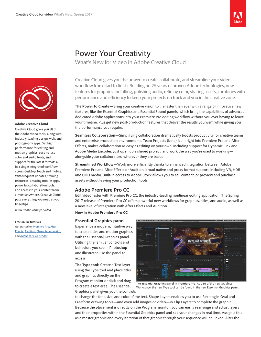 April 2017 What's New in Adobe Creative Cloud for Video