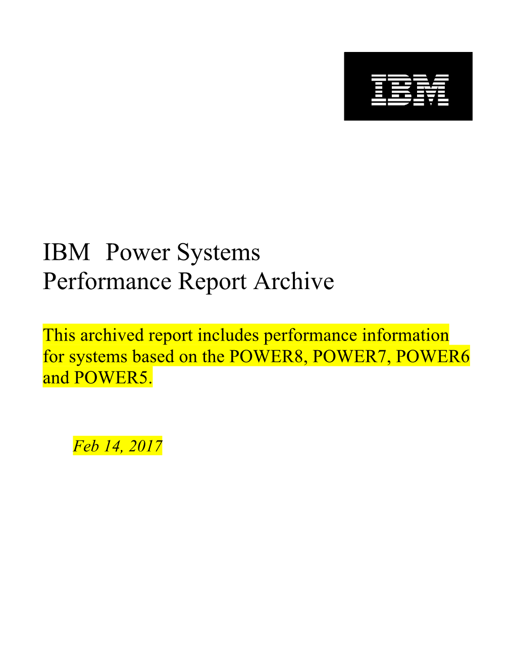 IBM Power Systems Performance Report Archive