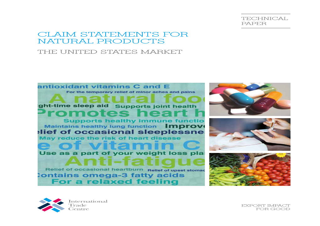 Claim Statements for Natural Products the United States Market