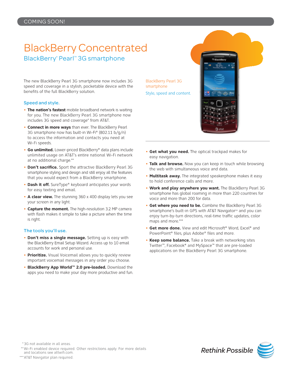 Blackberry Concentrated Blackberry® Pearl™ 3G Smartphone