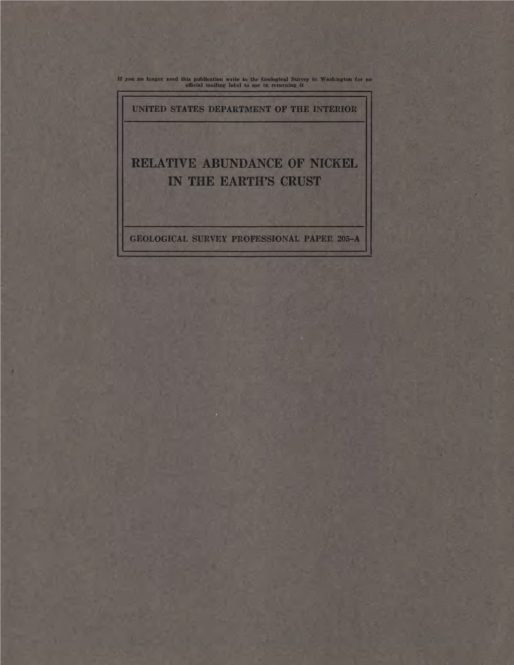 Relative Abundance of Nickel in the Earth's Crust