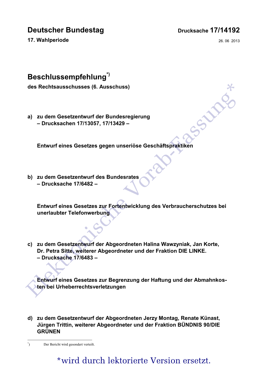 Deutscher Bundestag Drucksache 17/14192