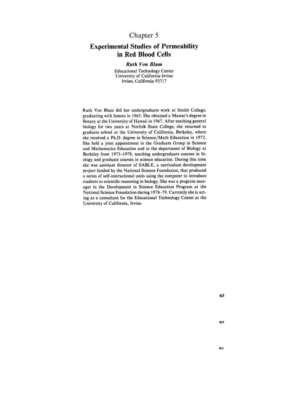 Chapter 5 Experimental Studies of Permeability in Red Blood Cells