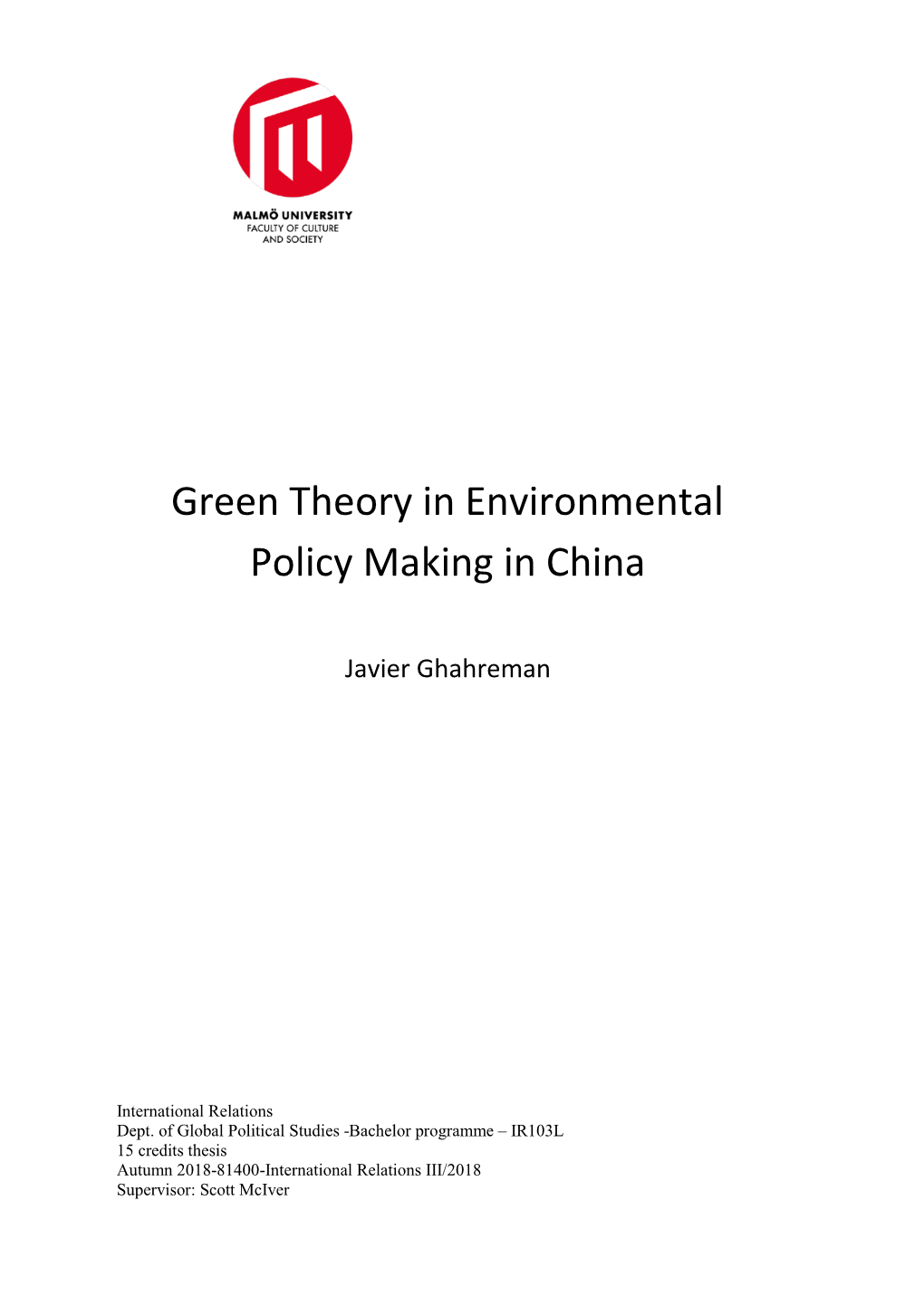 Green Theory in Environmental