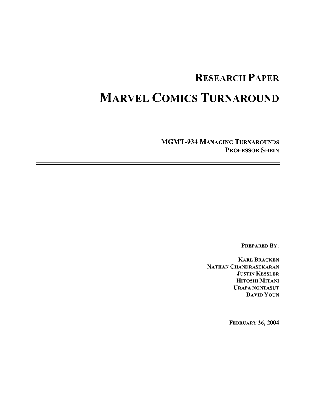 Marvel Comics Turnaround