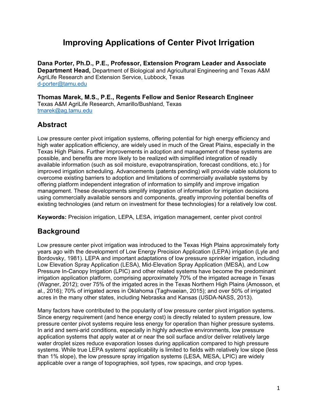 Improving Applications of Center Pivot Irrigation