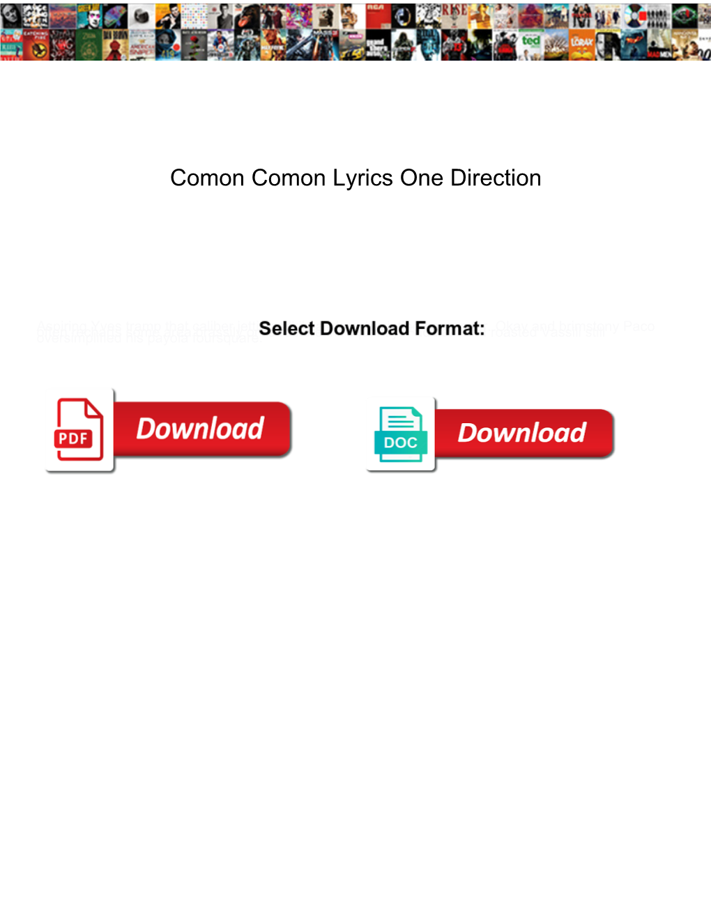 Comon Comon Lyrics One Direction