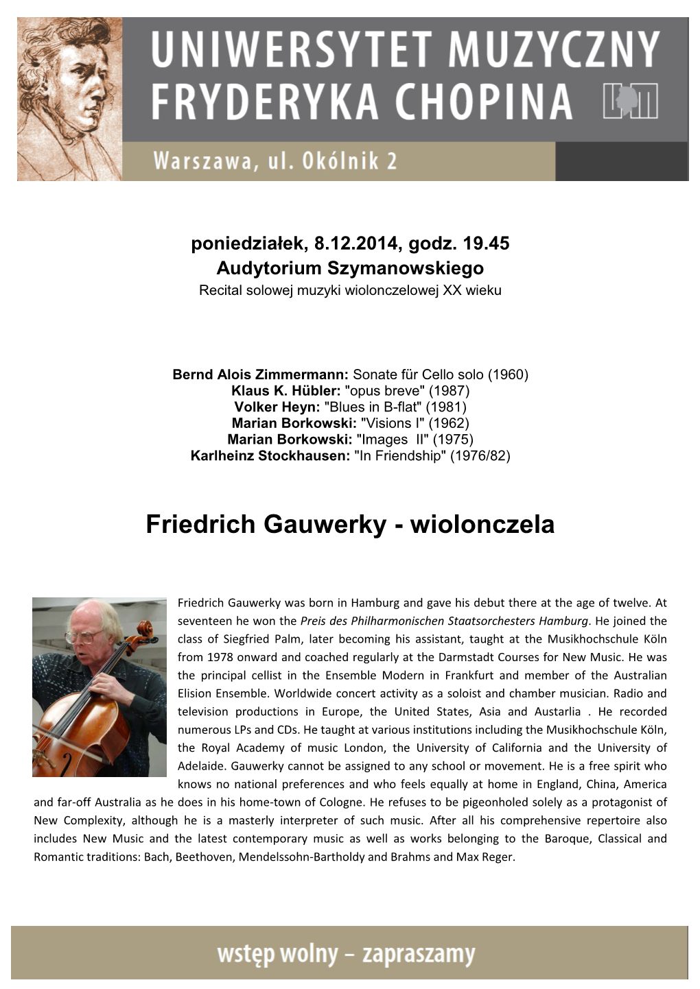 Friedrich Gauwerky - Wiolonczela