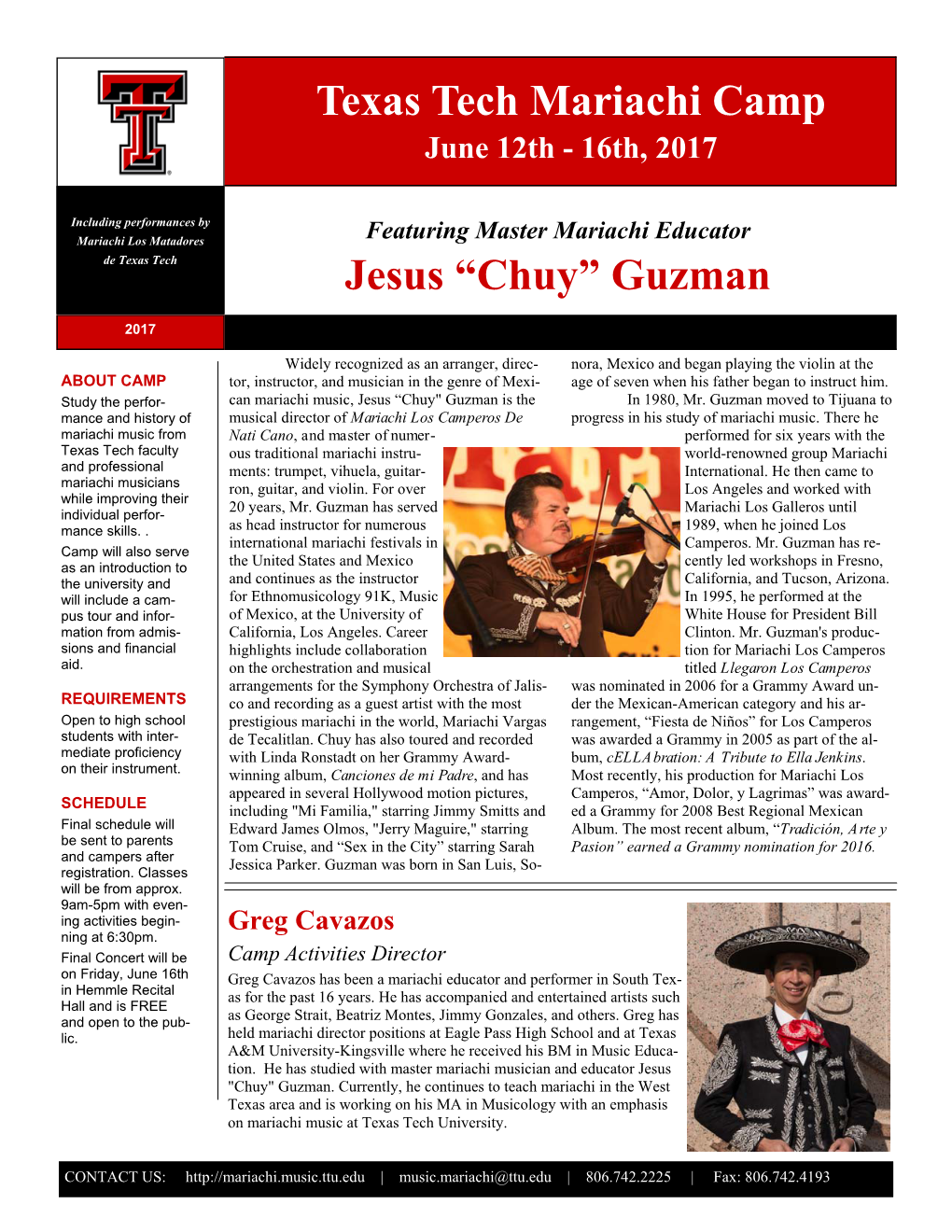 Guzman Texas Tech Mariachi Camp