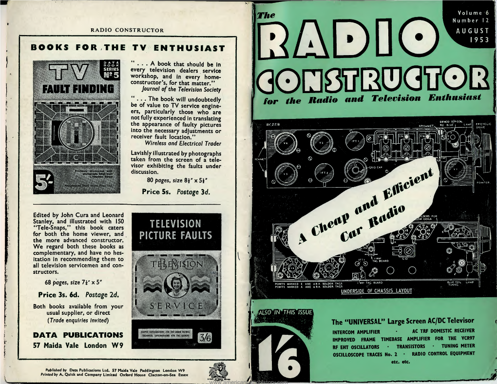 Radio Constructor August : » 1953 Books for the Tv Enthusiast Adog' 