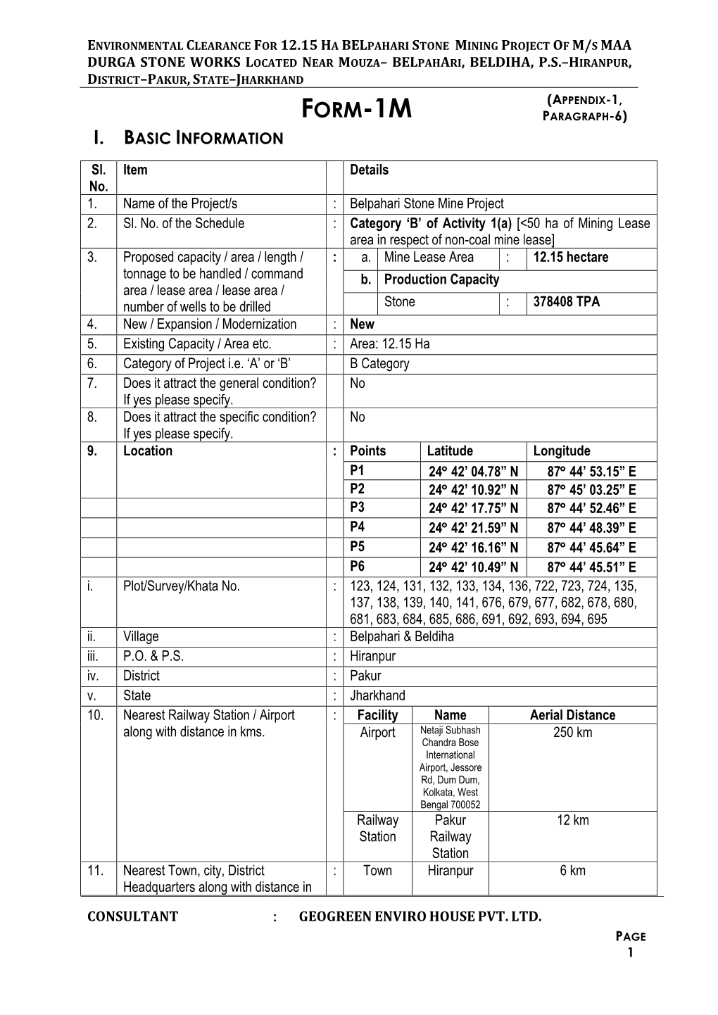 Form-1M Paragraph-6)