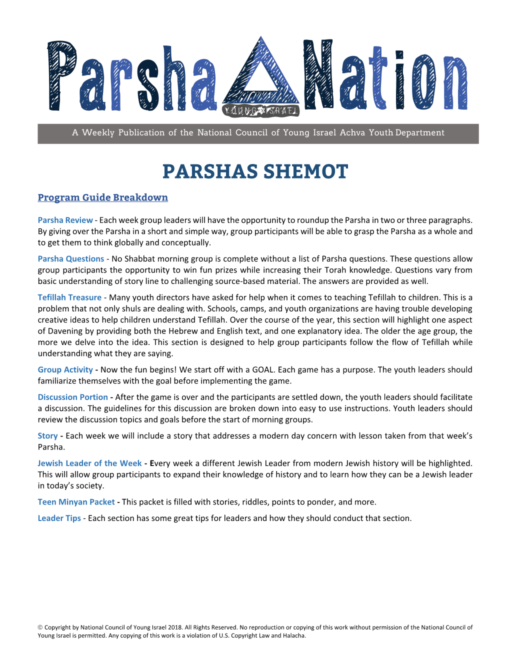 PARSHAS SHEMOT Program Guide Breakdown