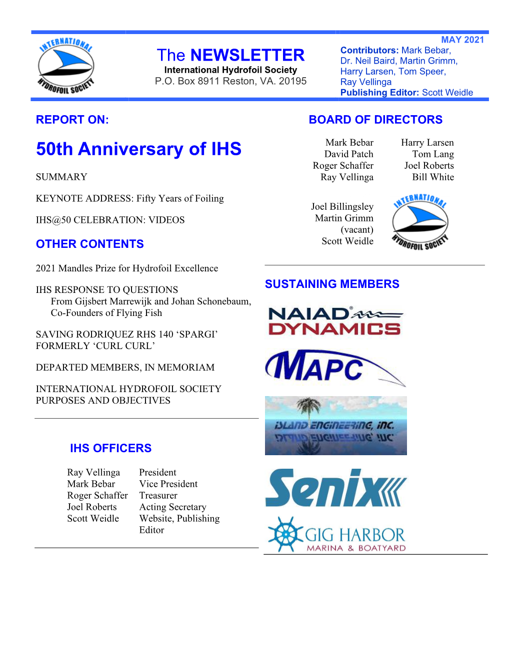 IHS Newsletter May 2021