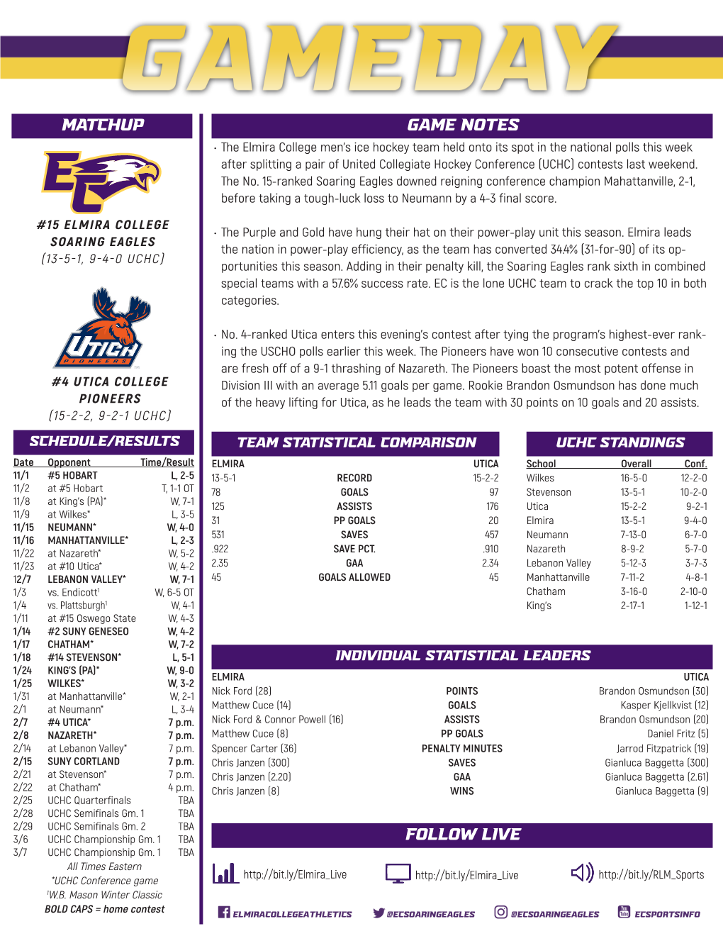 Game Notes Matchup Follow Live