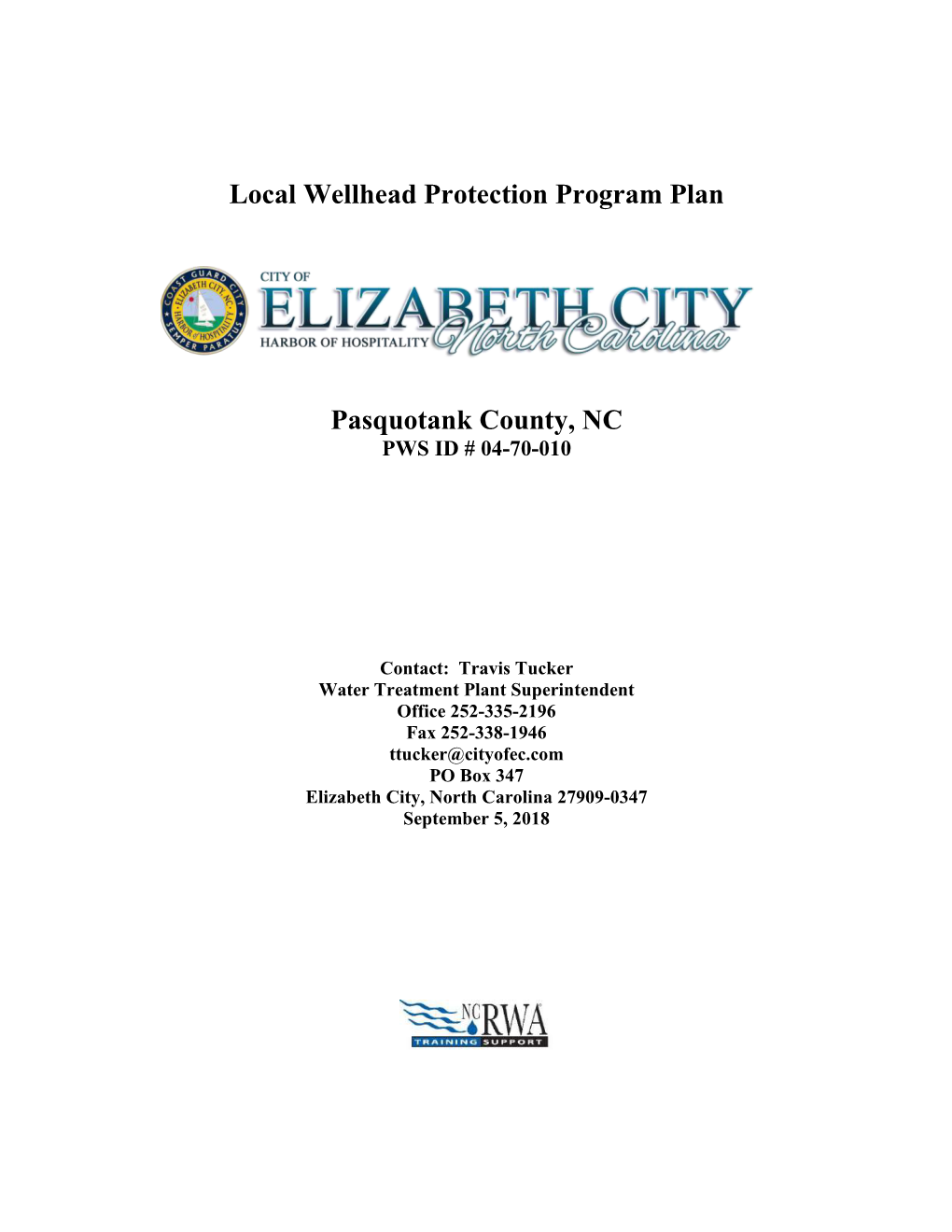 Local Wellhead Protection Program Plan Pasquotank County, NC