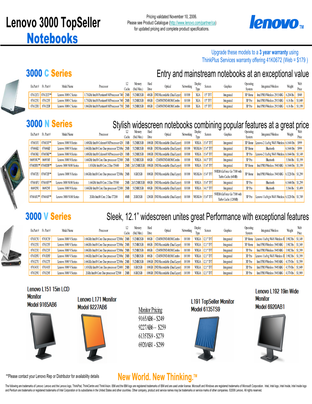 Lenovo 3000 Topseller Notebooks