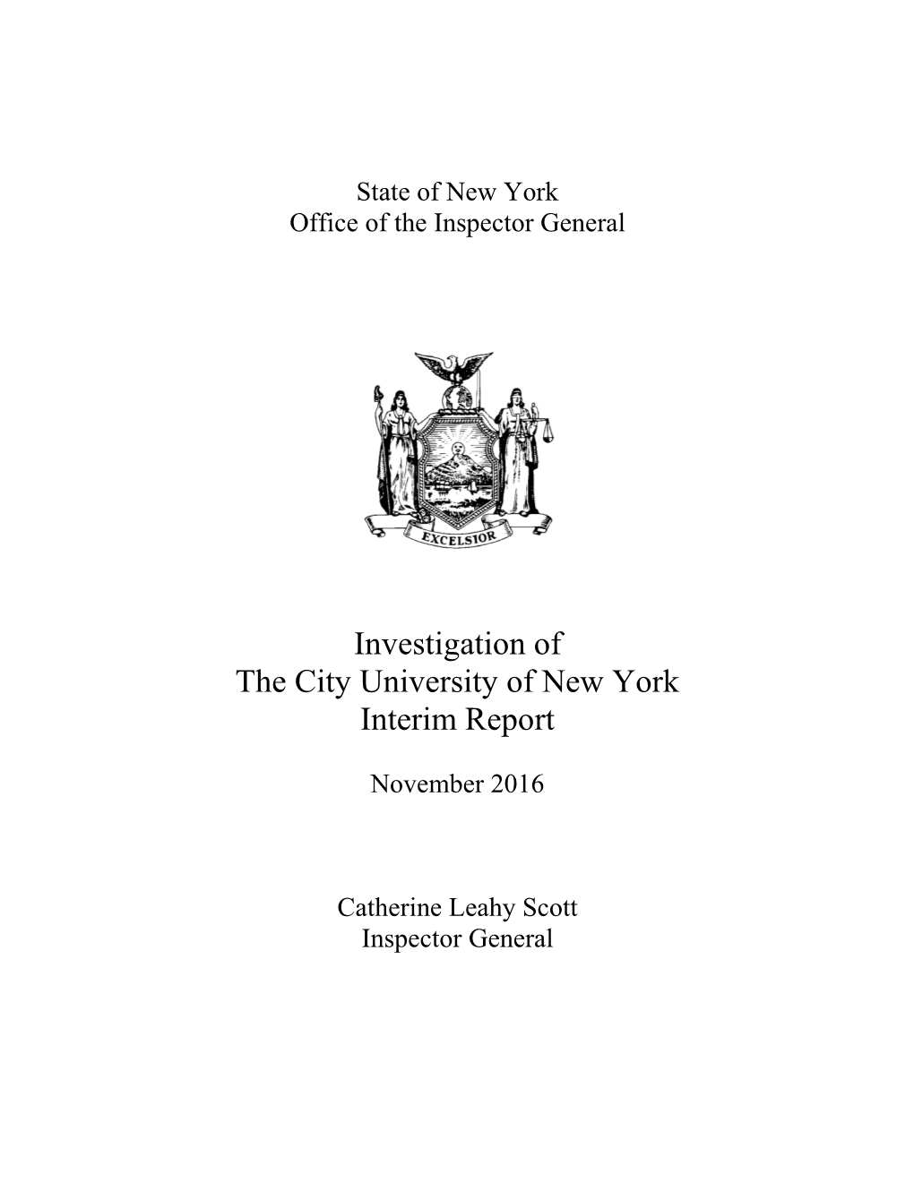 Investigation of the City University of New York Interim Report