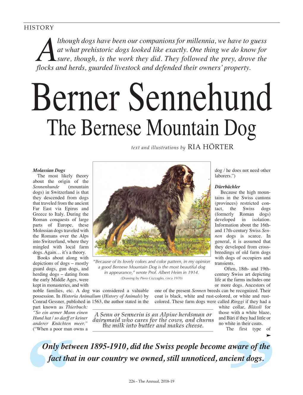 The Bernese Mountain Dog Text and Illustrations by Ria Hörter