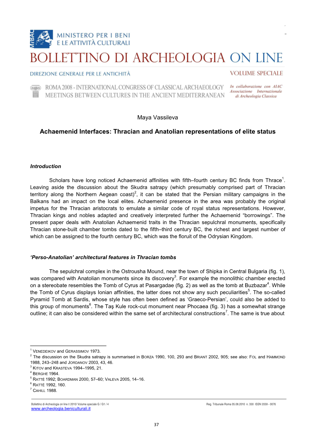 Achaemenid Interfaces: Thracian and Anatolian Representations of Elite Status