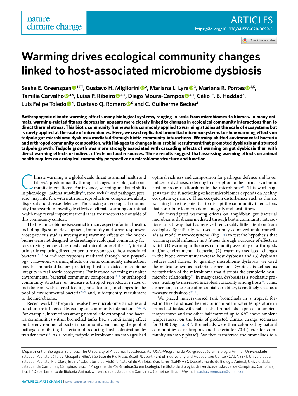 Warming Drives Ecological Community Changes Linked to Host-Associated Microbiome Dysbiosis